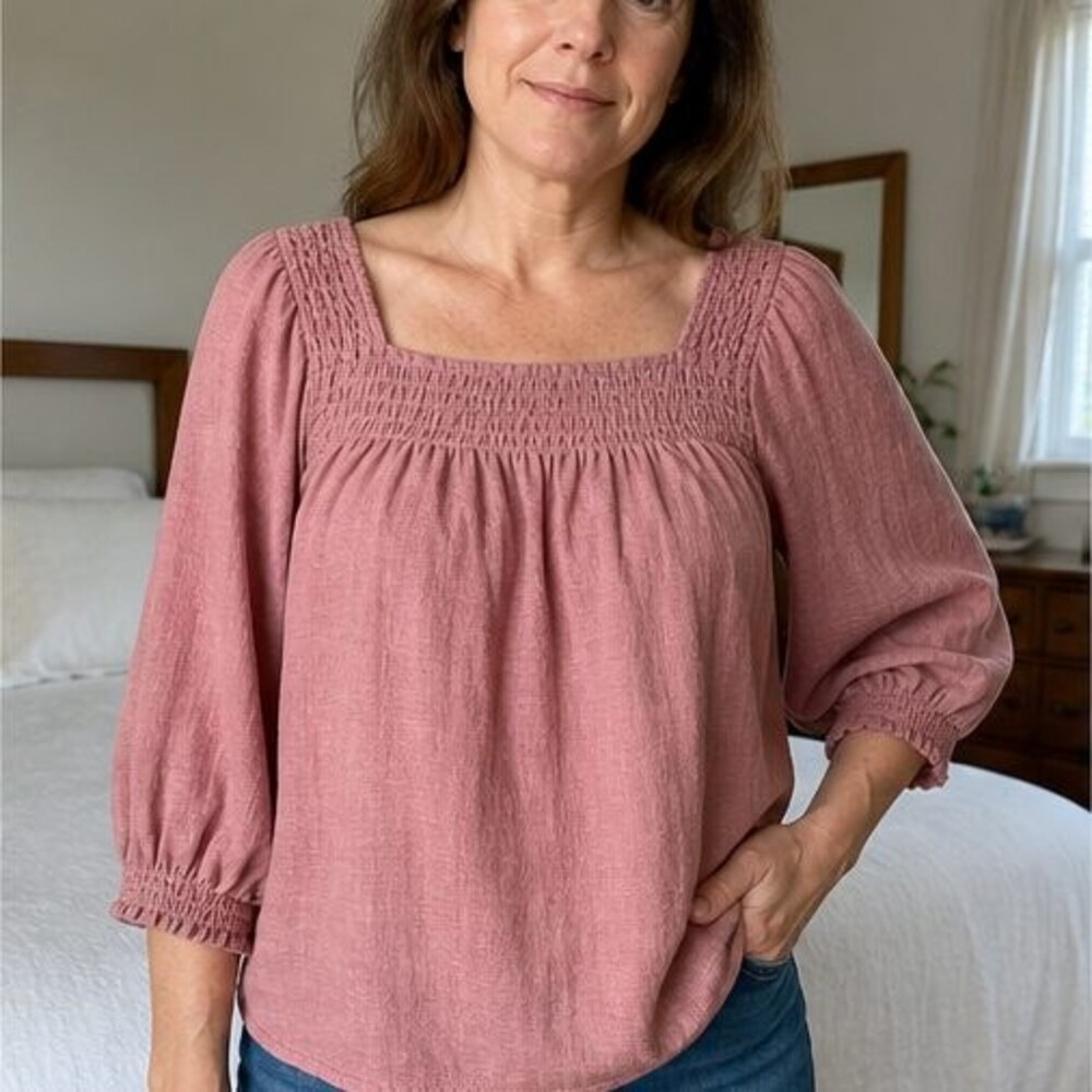Rust Tie Neck Blouse - Picture 2 of 6